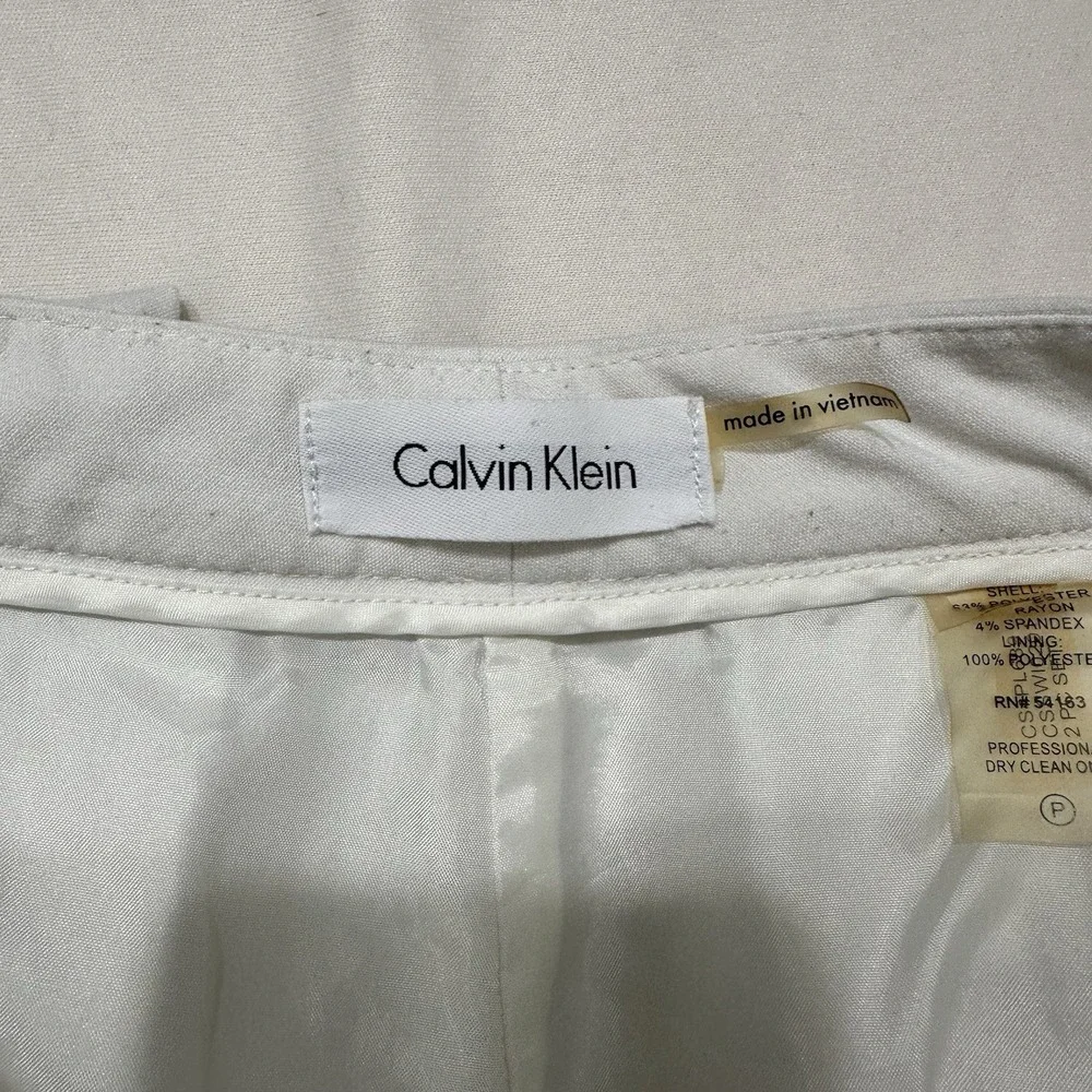 Calvin Klein Womens Ivory Dress Pants Lined‎ Career Suit Trousers